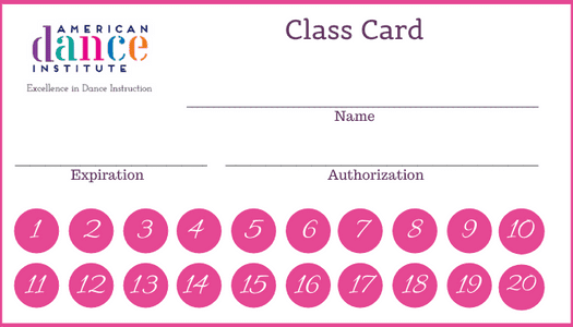 Class Cards American Dance Institute Class Cards American Dance Institute