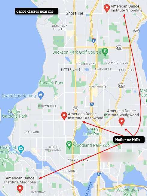 American Dance Institute - Hawthorne Hills The proximity of Seattle's Hawthorne Hills neighborhood to the American Dance Institute Wedgwood