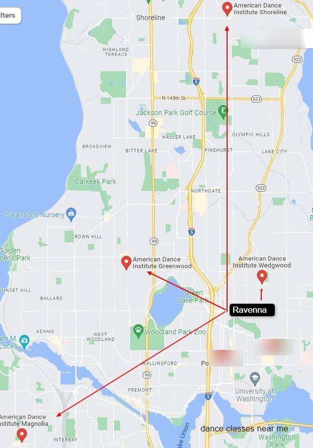 American Dance Institute - Ravenna The proximity of Seattle's Ravenna neighborhood to the American Dance Institute Wedgwood