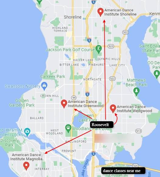 American Dance Institute - Roosevelt The proximity of Seattle's Roosevelt neighborhood to the American Dance Institute Wedgwood