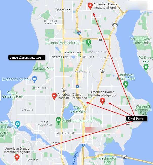 American Dance Institute - Sand Point The proximity of Seattle's Sand Point neighborhood to the American Dance Institute Wedgwood