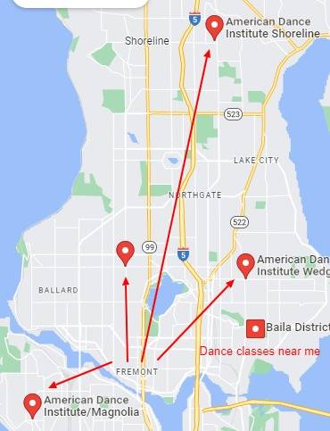 Fremont Map & ADI Freemont and nearby American Dance Institute schools