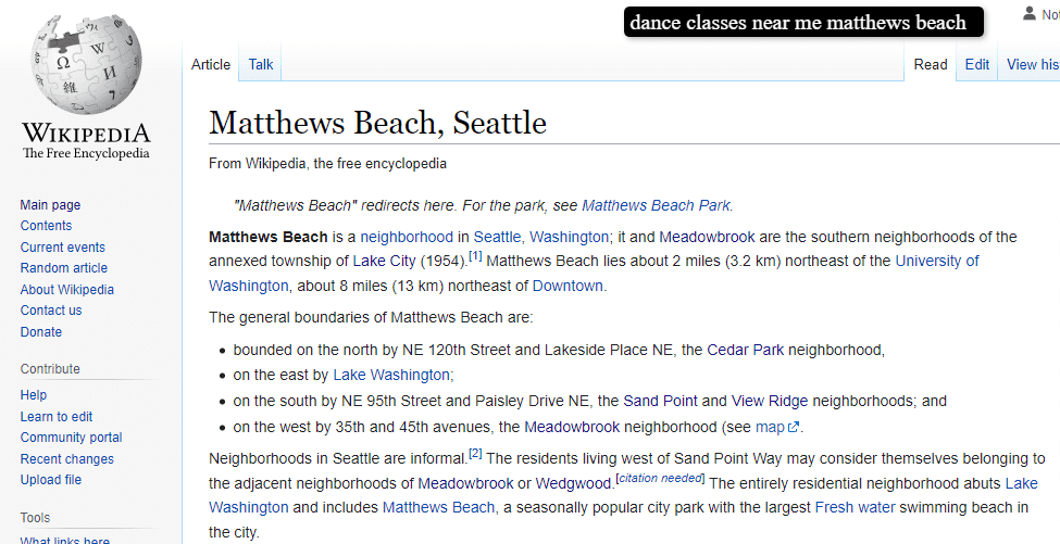 Matthews Beach, Seattle - Wikipedia