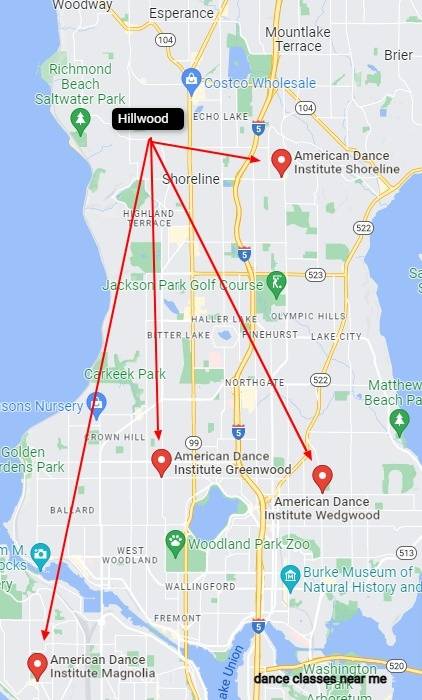 american-dance-institute-Google-Maps Hillwood neighborhood in Shoreline and the American Dance Institute dance studios