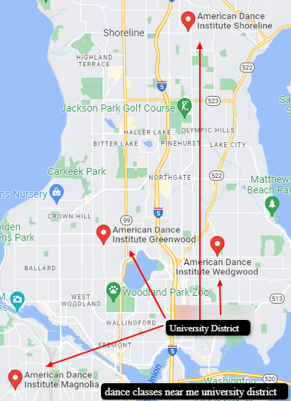 american dance institute - Google Maps (2) The proximity of Seattle's University District neighborhood to the American Dance Institute.