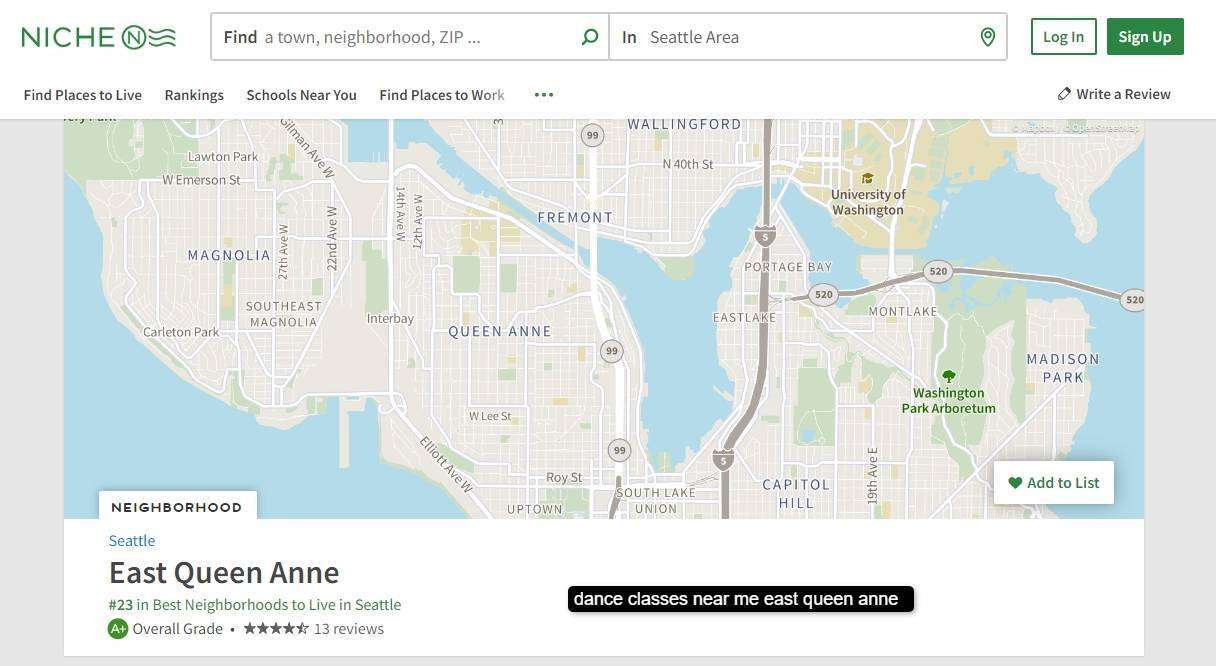 Niche Website Map for East Queen Anne Niche Website Map for East Queen Anne