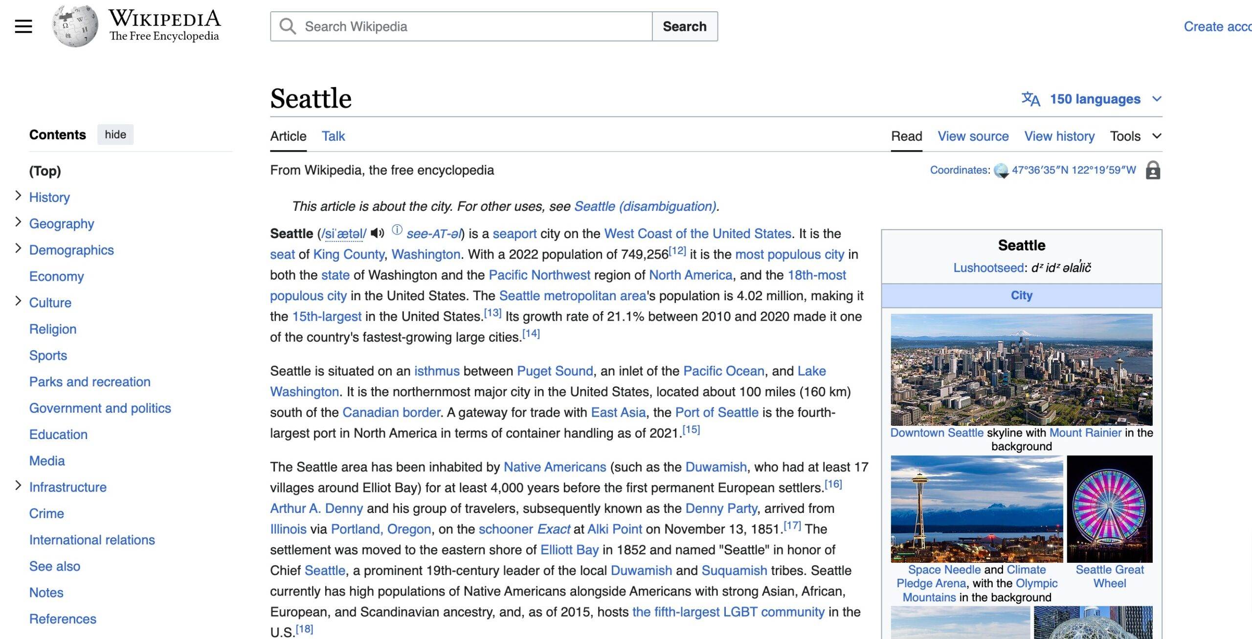 Wikipedia Seattle seattle wikipedia entry