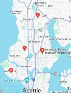 Map of American Dance Institute Studio Locations